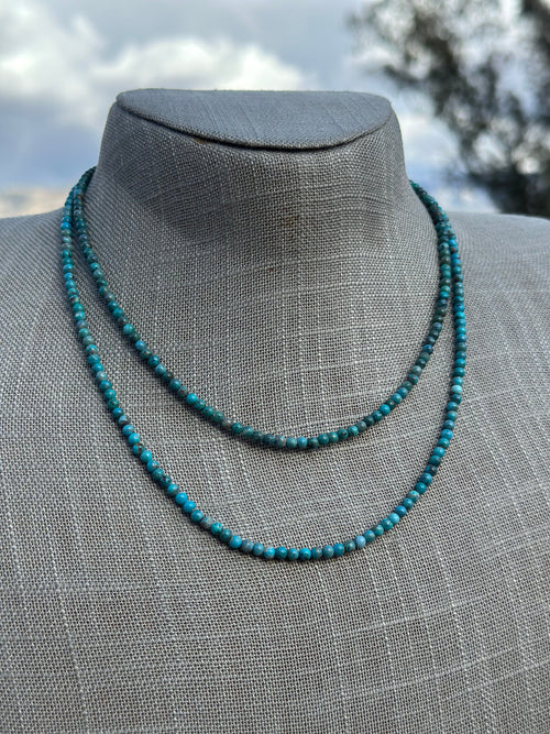 Handcrafted Tibetan Turquoise & Sterling Silver 3mm Beaded Necklace