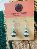 Handcrafted Turquoise & Sterling Silver Pearl Dangle Earrings