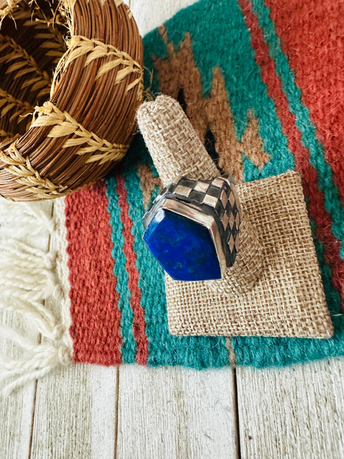 Old Pawn Navajo Sterling Silver & Lapis Men’s Ring Size 8