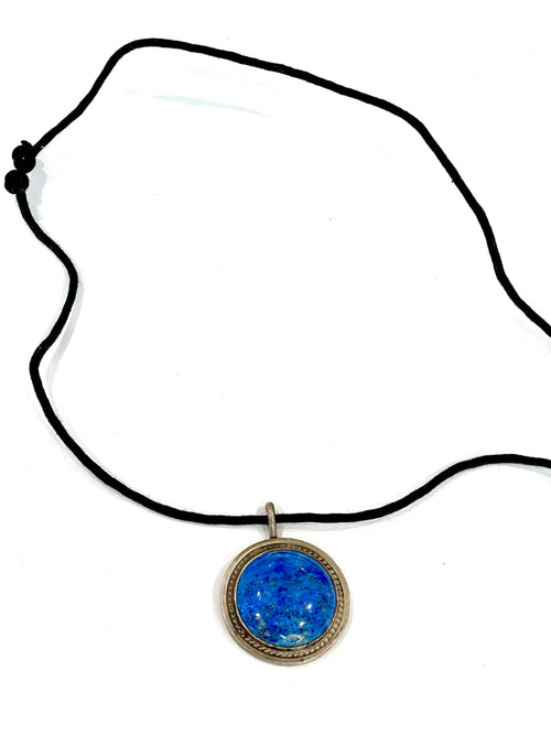 Vintage Old Pawn Handmade Sterling Silver & Lapis Lazuli Necklace