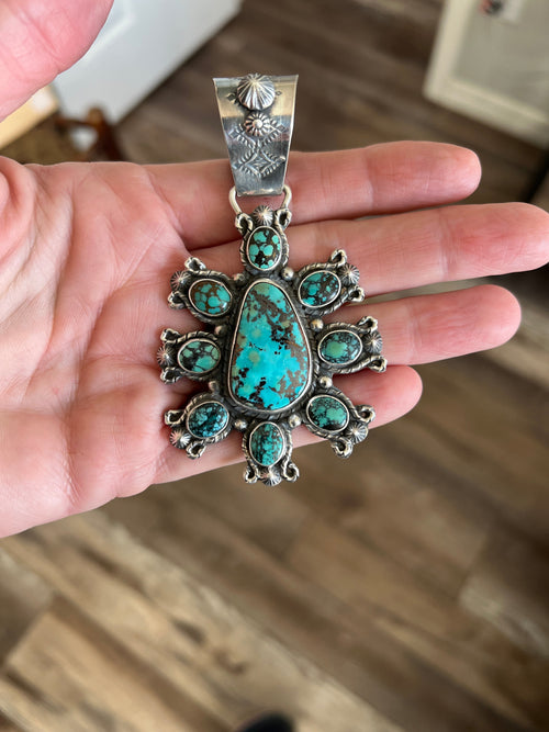 Rosella Paxson Sterling Silver and Hubei Turquoise Cluster Pendant