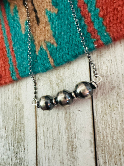 Handcrafted Sterling Silver Pearl Beaded Chain Necklace