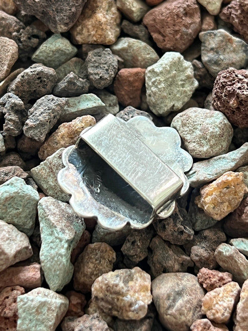 Sterling Silver and Kingman Turquoise Traditional Style Concho Slide, Oval