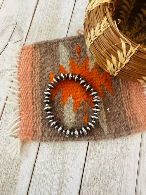 Navajo Sterling Silver Pearl Beaded Stretch Bracelet