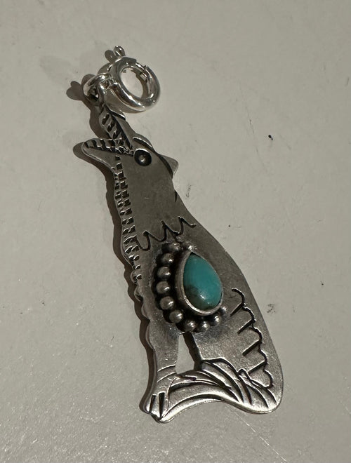 Handmade Sterling Silver Turquoise Coyote Charm