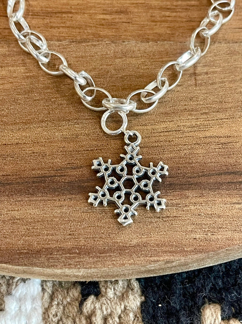 Handcrafted Sterling Silver CHRISTMAS SNOWFLAKE Charm