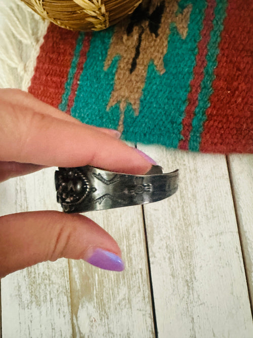 Old Pawn Navajo Sterling Silver & Turquoise Cuff Bracelet /