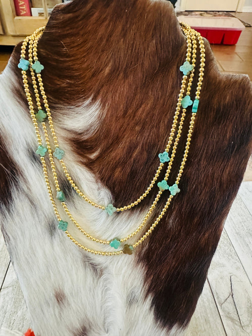 Handcrafted Gold Plated Sterling Silver & Turquoise Beaded Necklace