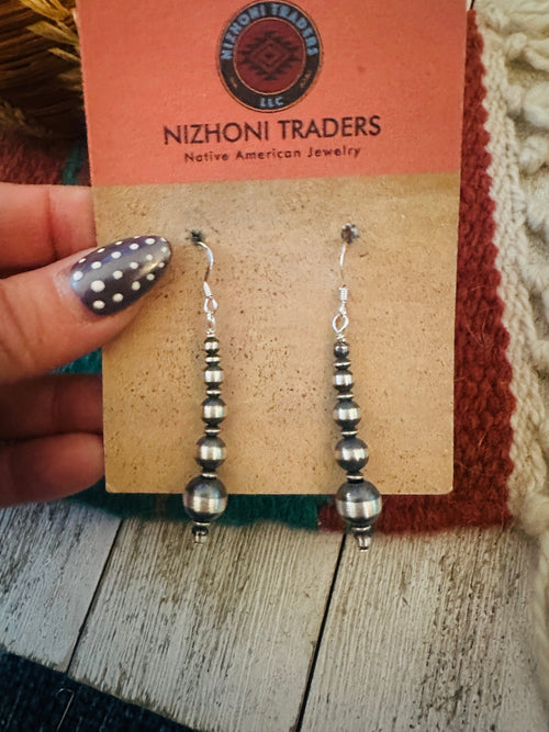 Handcrafted Sterling Silver Pearl Beaded Dangle Earrings
