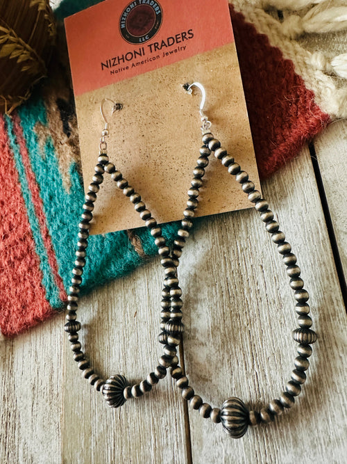 Handcrafted Sterling Silver Pearl Beaded Hoop Earrings