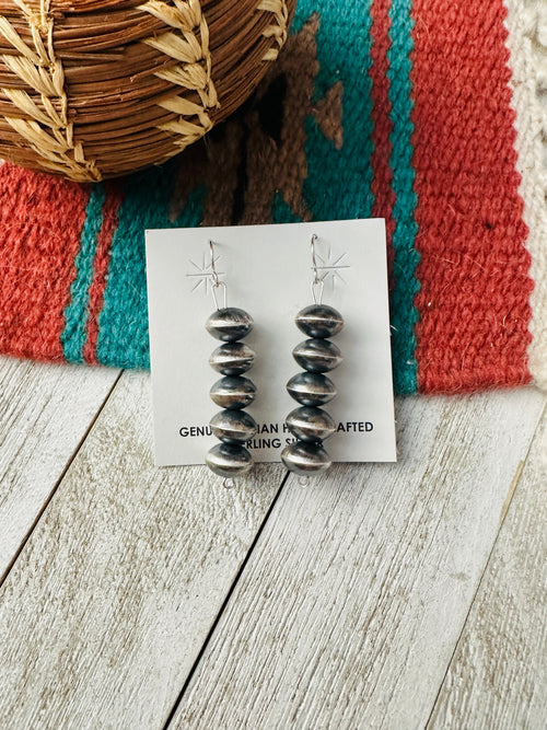 Handcrafted Sterling Silver Pearl Beaded Dangle Earrings