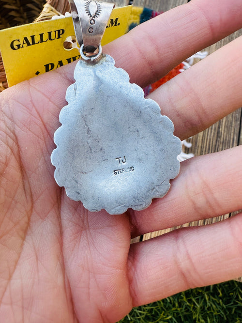 Old Pawn Handcrafted Turquoise and Sterling Silver Cluster Pendant