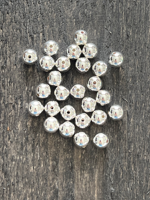 10 Bright Sterling Silver Machine Made Seamless Round Beads, 10mm