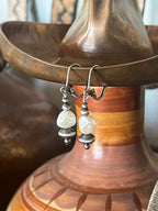 Navajo Made Summer Lovin’ Sterling Silver and Freshwater Pearl Bead Drop Earrings, Leverback
