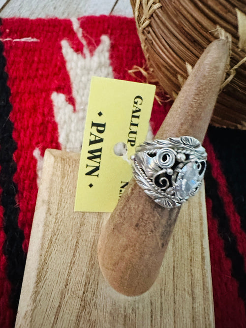 Old Pawn Vintage Handcrafted Sterling Silver & CZ Ring Size 5.25