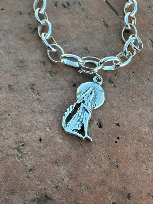 Handcrafted Sterling Silver Howling Coyote Charm