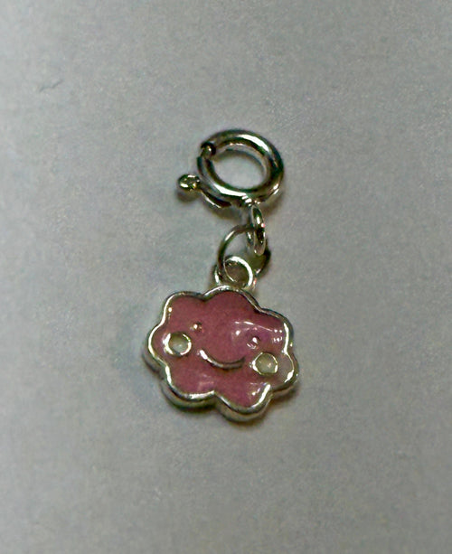 Sterling Silver Pink Smiley Flower Charm