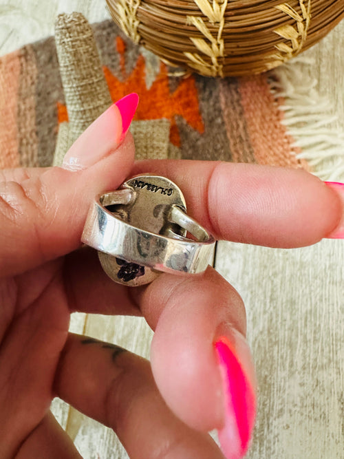 Old Pawn Navajo Sterling Silver & Turquoise Ring Size 8