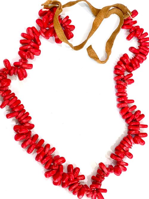 Vintage Handmade Red Beaded Necklace