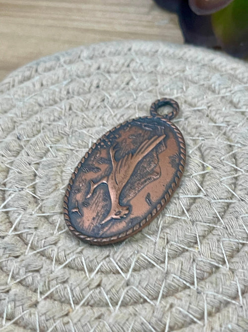 Vintage Handmade Copper Roadrunner Pendant