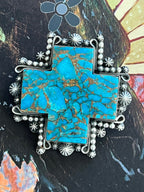 Rosella Paxson Blue Mohave Shepherd Hook Santa Fe Cross Pendant