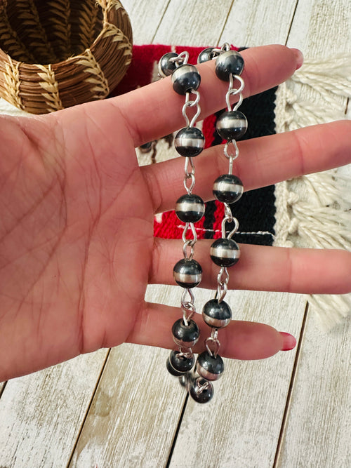 Navajo Sterling Silver Beaded Rosary Style Necklace 22”