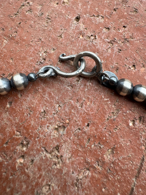 Handcrafted Kingman Turquoise & Sterling Silver 6mm Beaded Necklace Leslies Fav 🩷