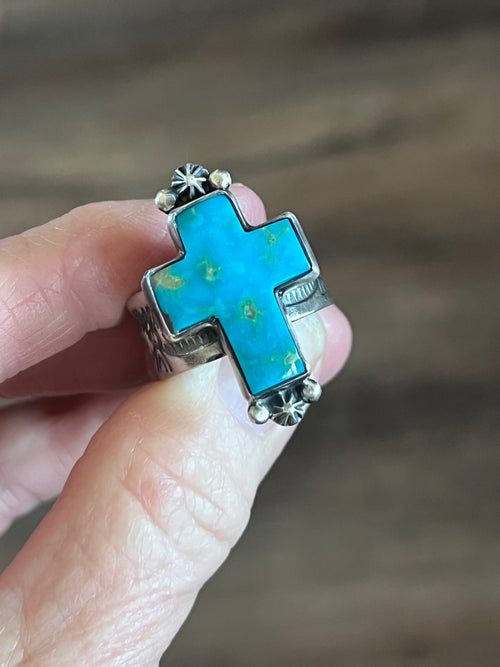 Raymond Coriz Sonoran Mountain Turquoise Cross Ring