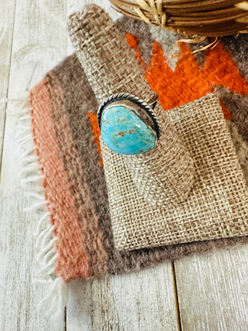 Old Pawn Navajo Sterling Silver & Turquoise Ring Size 7.25