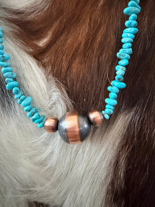 Handcrafted Turquoise & Copper Beaded Necklace