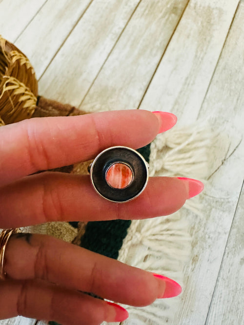 Handcrafted Old Pawn Sterling Silver & Spiny Ring Size 9.25