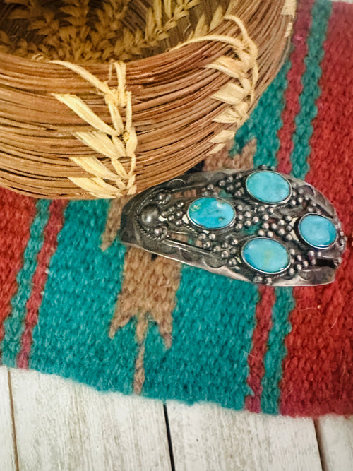 Old Pawn Navajo Sterling Silver & Turquoise Cuff Bracelet /