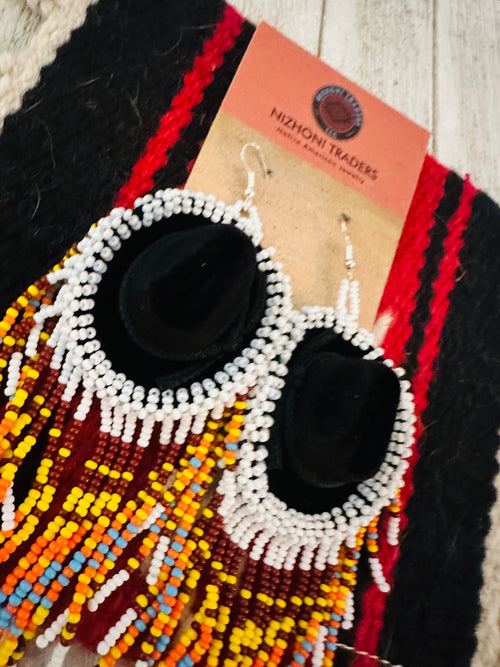 Navajo Beaded Cowboy Hat Dangle Earrings