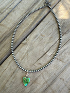 Handmade Sterling Silver Sonoran Mountain Turquoise Beaded Heart Necklace