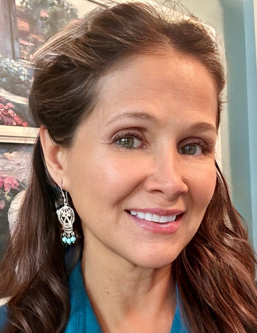 Sugar Skull with 3 Turquoise Beads Sterling Silver Earrings