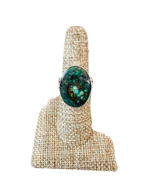 Old Pawn Navajo Sterling Silver & Turquoise Ring Size 7