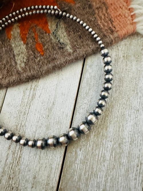 Navajo Sterling Silver Beaded Wrap Choker Necklace