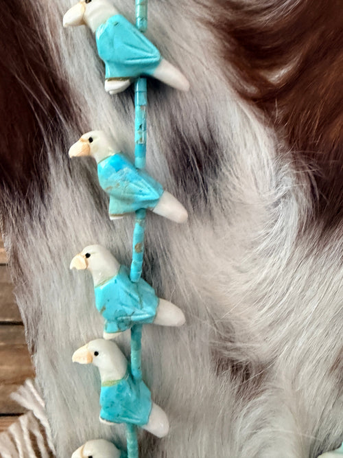 Old Pawn Handcrafted Multi Stone Fetish Eagle Beaded 30” Necklace