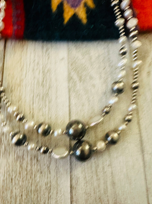 Handcrafted Pearl & Freshwater Pearl Beaded Necklace 42”