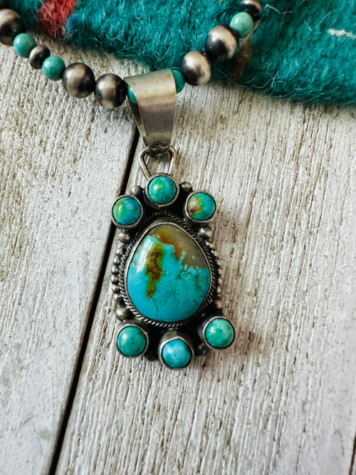 Navajo Sterling Silver & Turquoise Cluster Beaded Necklace