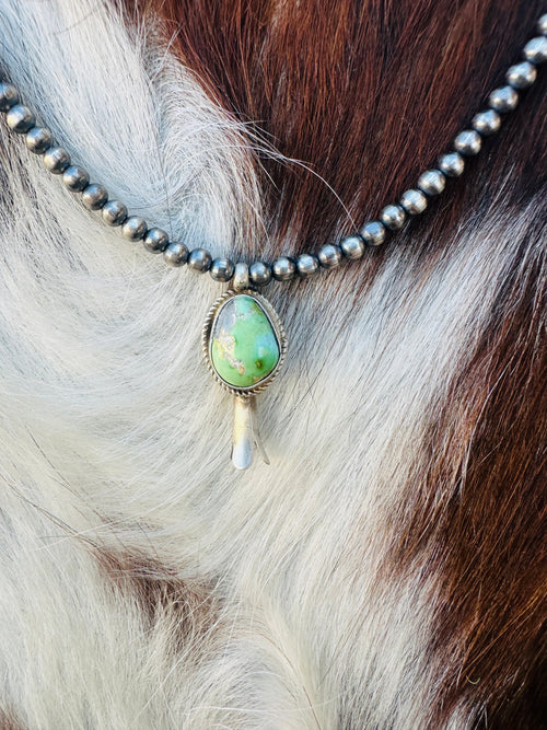 Handcrafted Turquoise & Sterling Silver Beaded Blossom Necklace