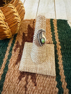 Old Pawn Navajo Sterling Silver & Turquoise Feather Ring Size 7.5