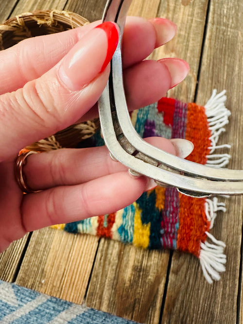 Handcrafted Old Pawn Sterling Silver & Turquoise Cuff Bracelet