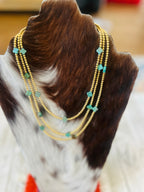 Handcrafted Gold Plated Sterling Silver & Turquoise Beaded Necklace