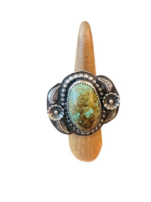 Old Pawn Navajo Sterling Silver & Turquoise Ring Size 6