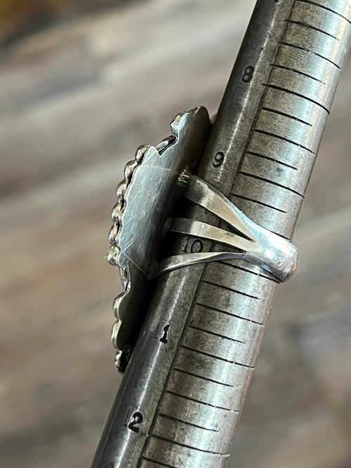 Apache Sterling Silver and Black Onyx Heart Ring by Rosella Paxson, Size 9.5