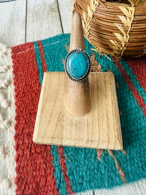 Old Pawn Navajo Sterling Silver & Turquoise Ring Size 4.75