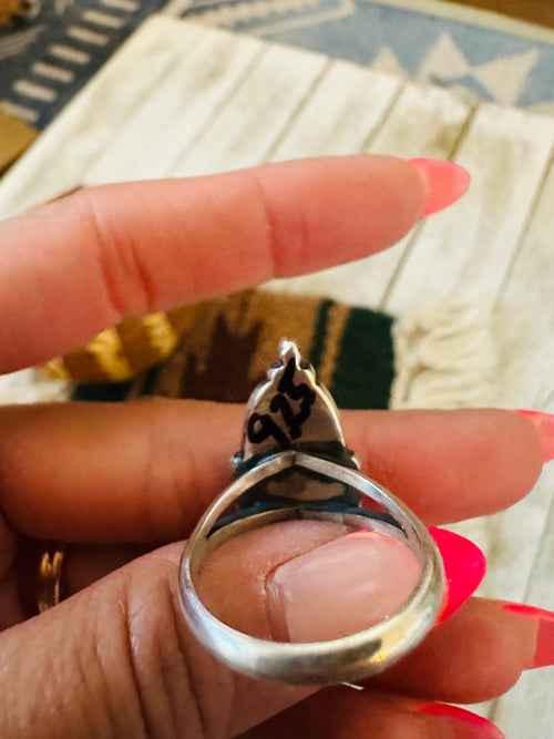 Old Pawn Navajo Sterling Silver & Turquoise Ring Size 9.25