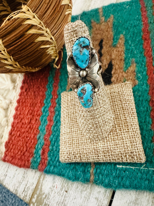 Old Pawn Navajo Sterling Silver & Turquoise Ring Size 6