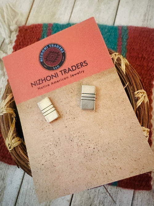 Handcrafted Old Pawn Sterling Silver Stud Earrings